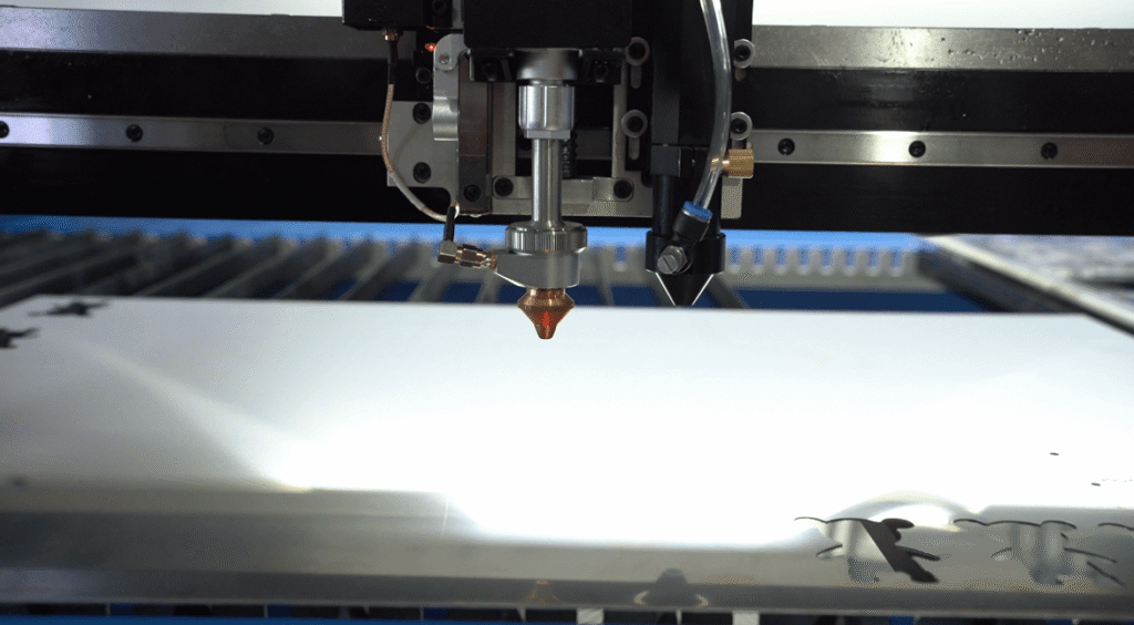 Laser cutting head close-up 