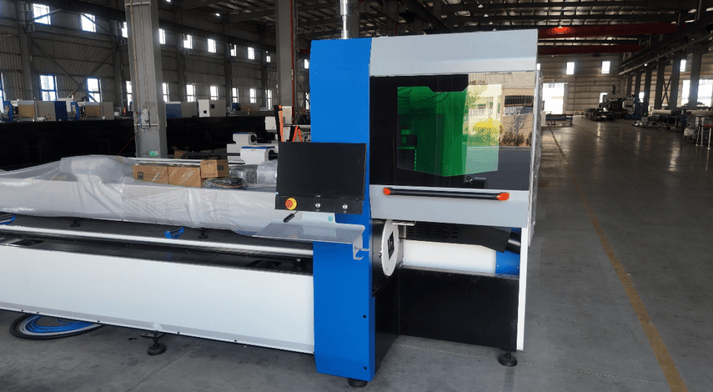 Baison laser cutting machines line setup in a sheet metal factory.