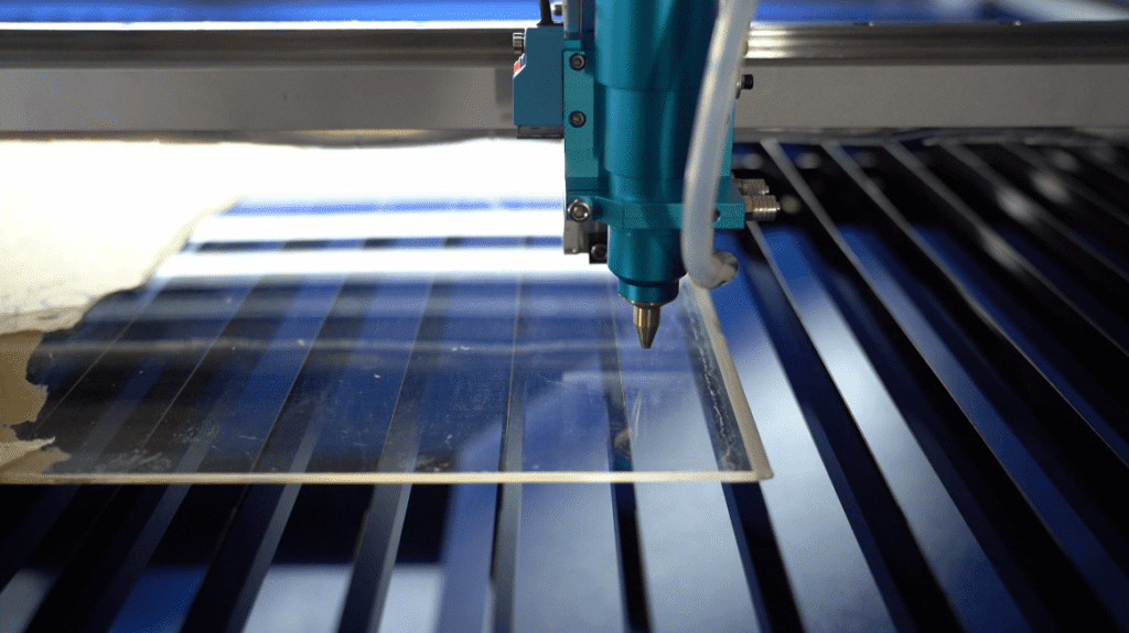 Laser cutting transparent sheet