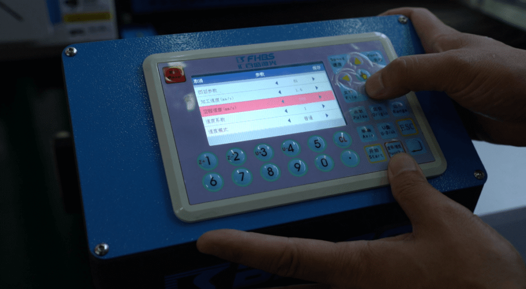 Laser cutting machine control panel