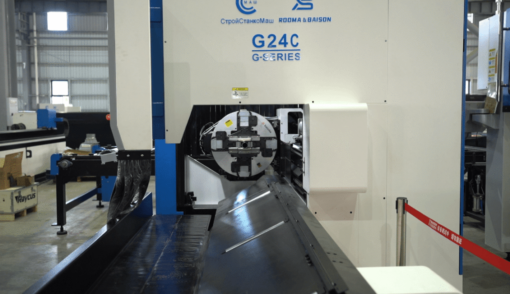Baison G24C G-series laser pipe cutting machine full view in factory workshop