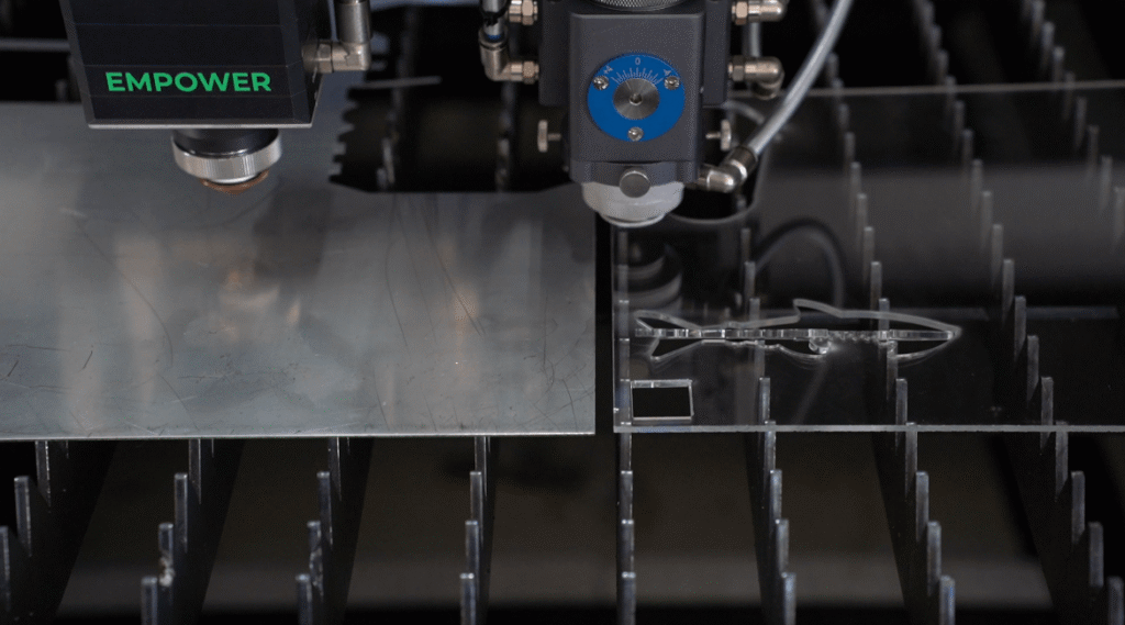 Laser cutter machine processing acrylic and metal