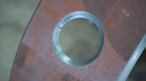Laser cut metal hole without dross.