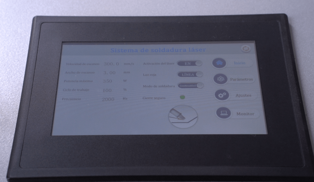 Backstep welding parameter interface of laser welder