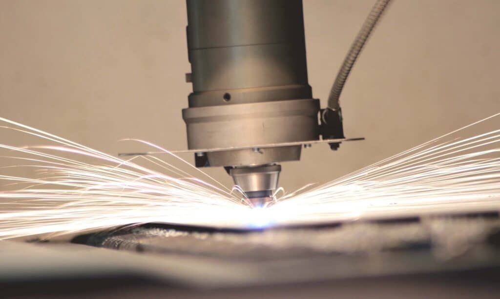 laser cutting process produces smoke