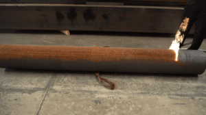 Laser cleaning thick rust on metal pipe