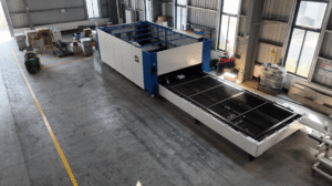 Baison Laser fiber cutter with an ultra-long dual shuttle exchange table.