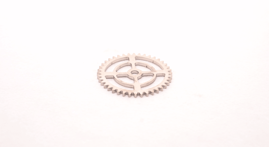 Precision metal gear finished by laser cutting.