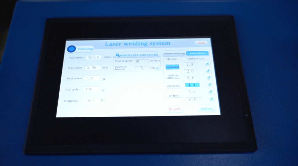 Laser welding system interface