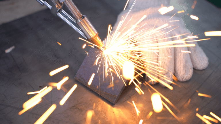Laser welder processing metal plate