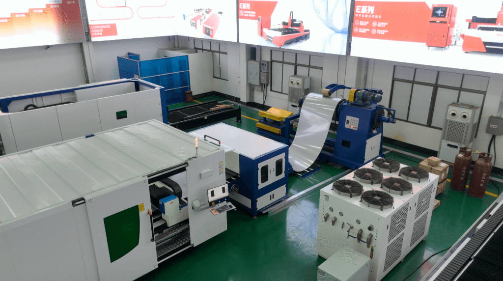 Baison laser cutting production line and ventilation system.