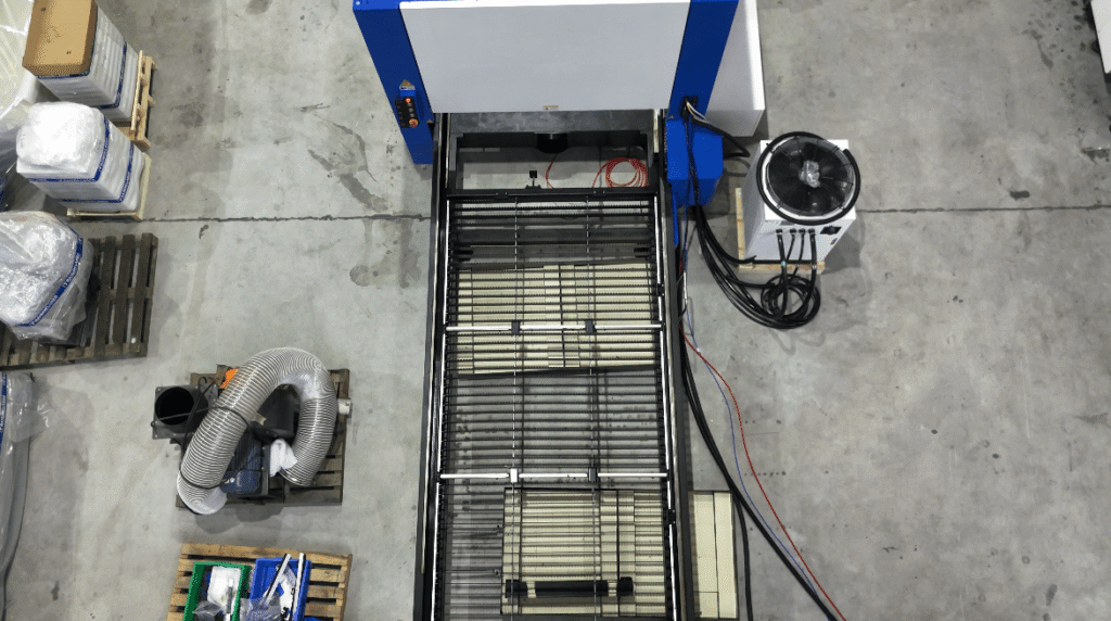 Top view of Baison laser bed and chiller.