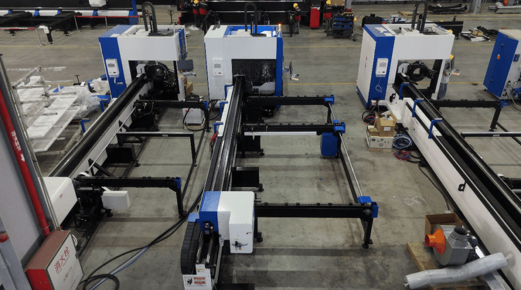 Automated Baison CNC laser cutting production line.