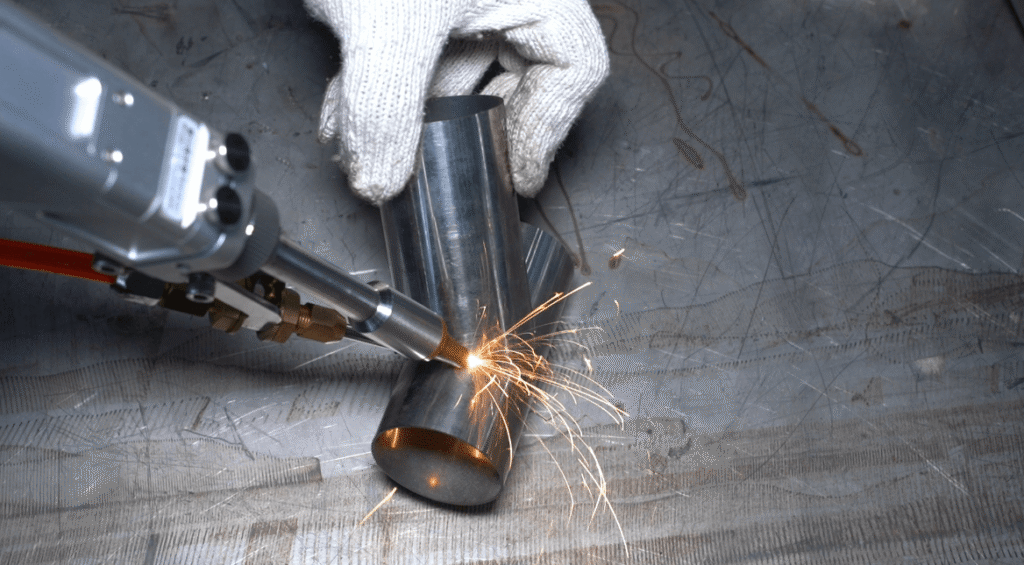 Precision laser welding wire placement in the melt pool.