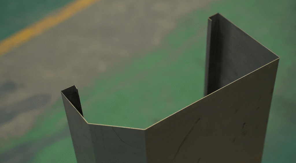 Bent sheet metal profile with multiple folds from Baison press brake.