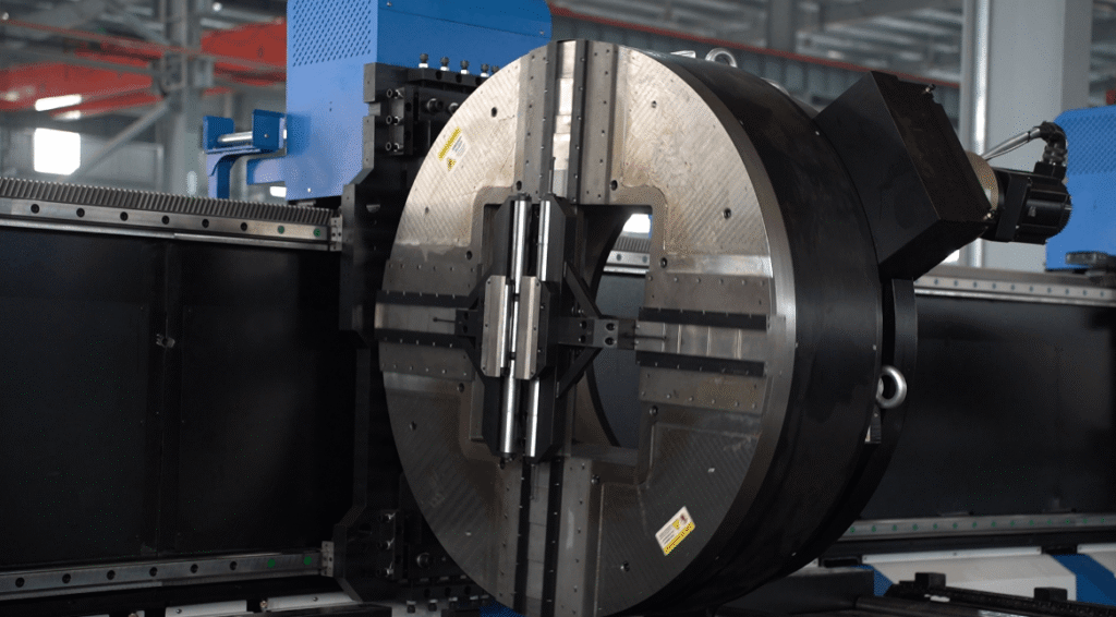 Large pneumatic chuck of laser tube machine.
