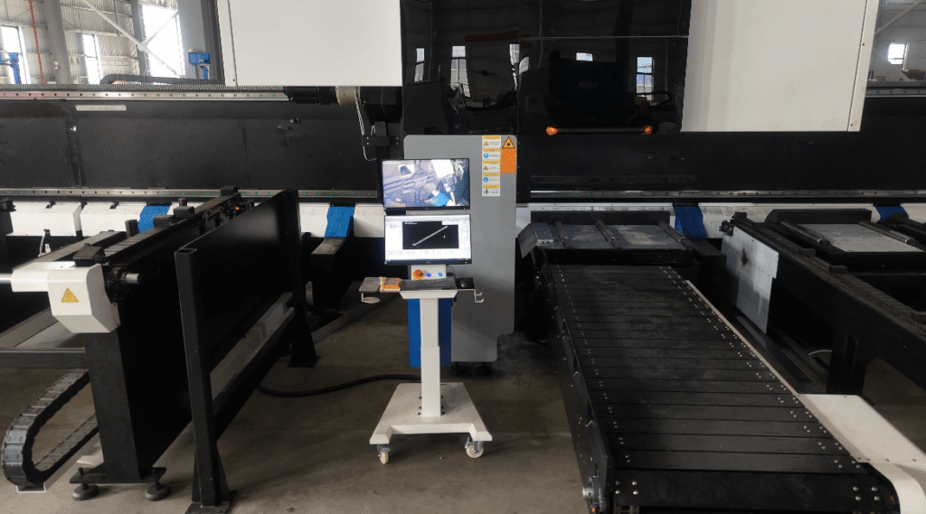 CNC control system monitor for laser cutting.
