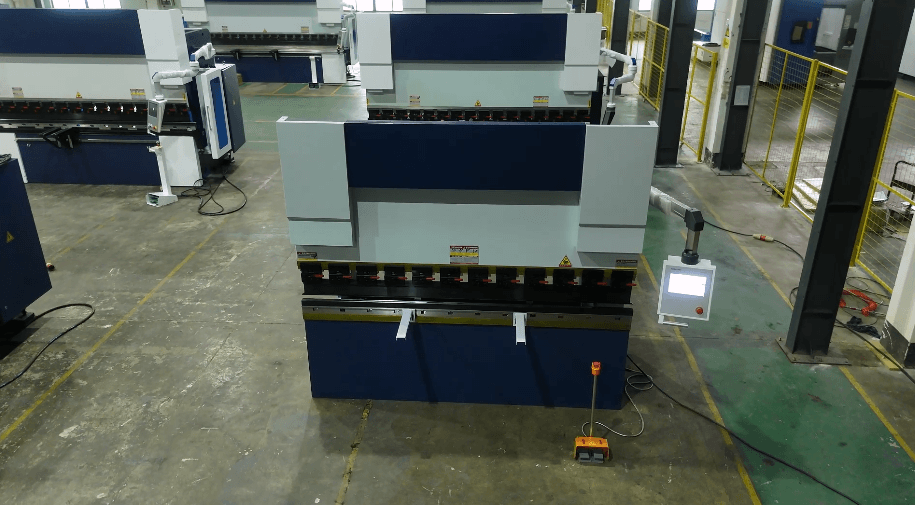 CNC press brake in factory workshop