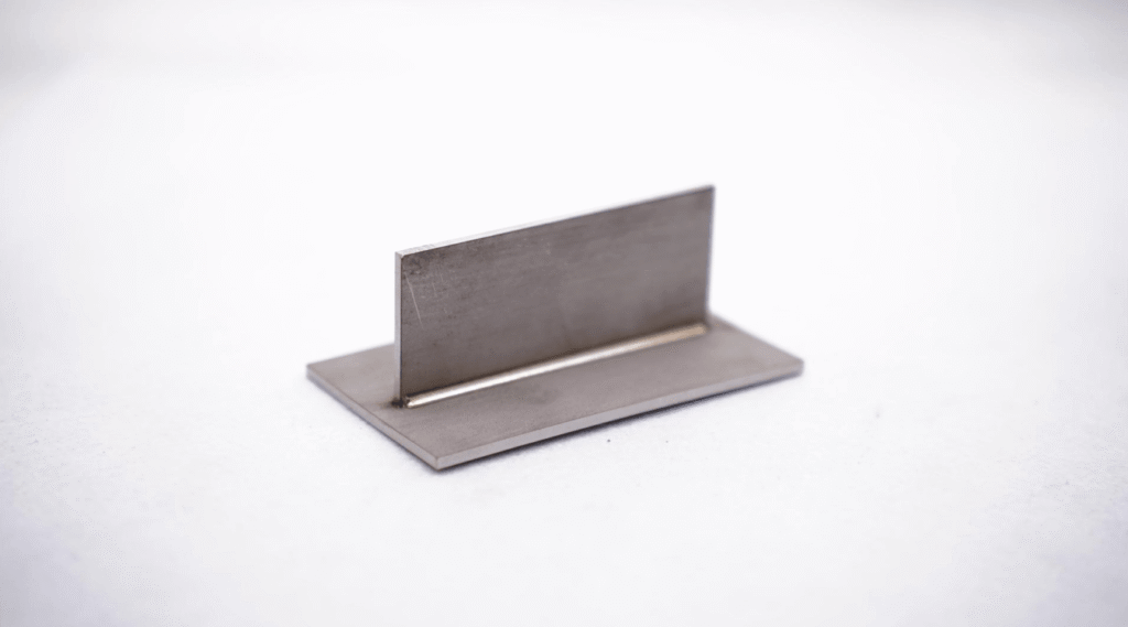 Perfect T-joint laser weld seam on thin metal