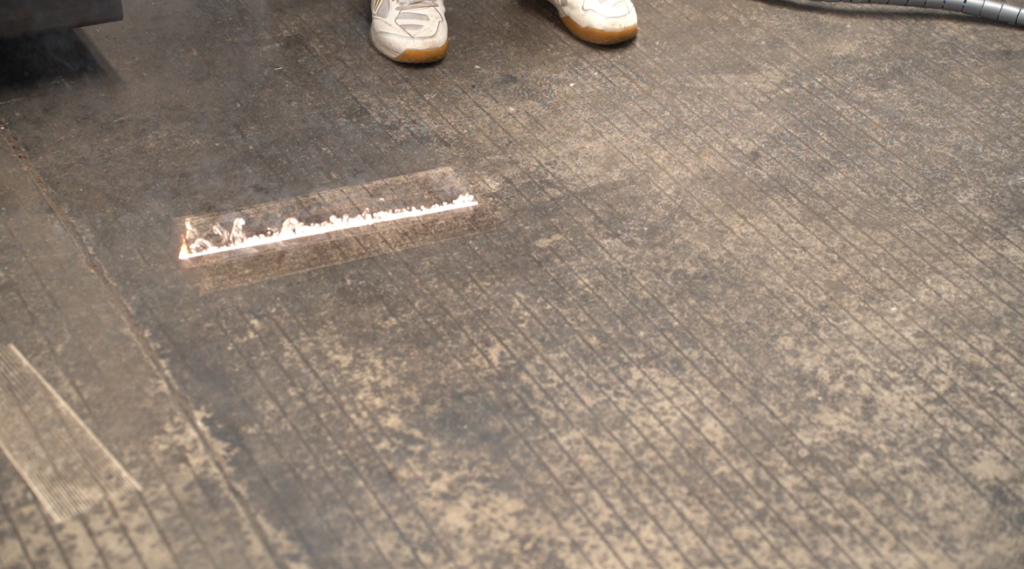 Laser cleaning mark on floor