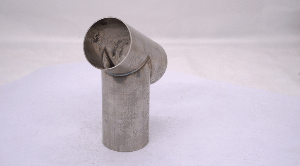 Finished T joint laser welded metal pipe