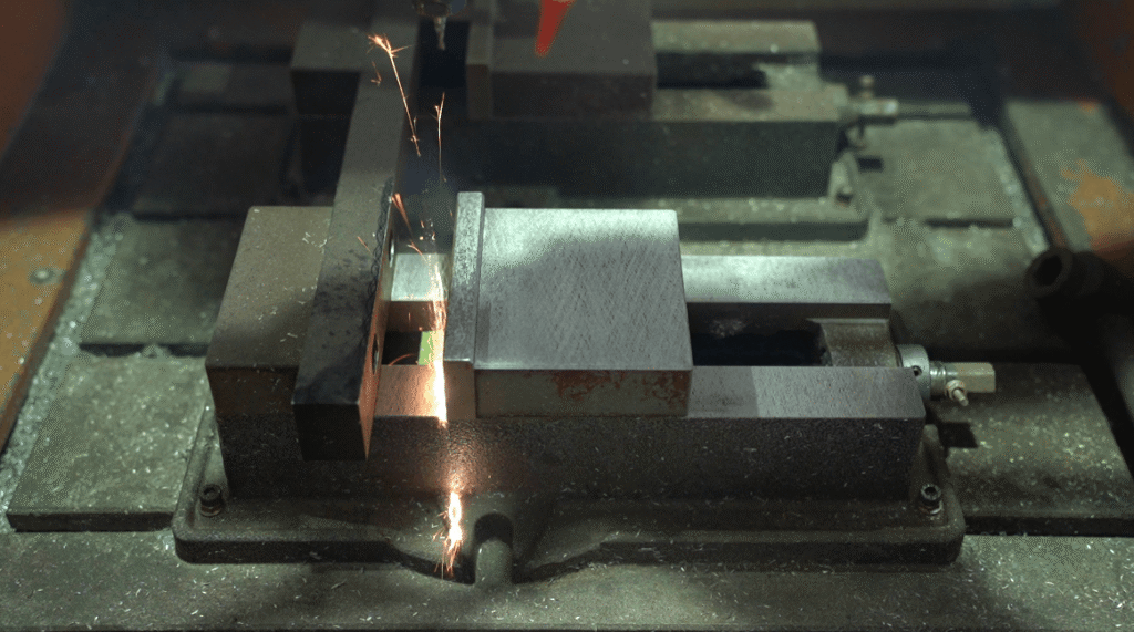 laser equipment metal processing on workbench