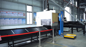 Industrial laser cutting machine in factory