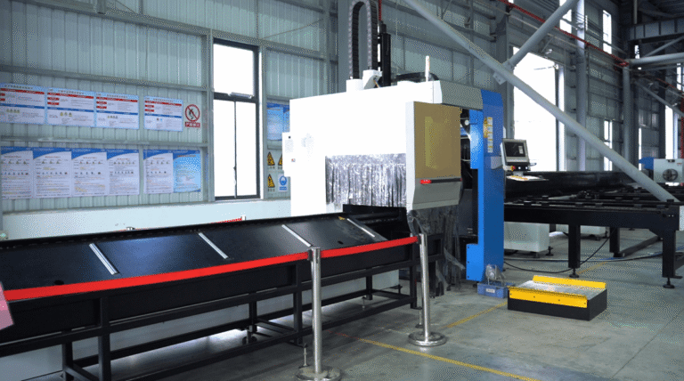 Industrial laser cutting machine in factory