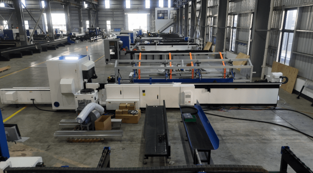 Close-up of laser pipe cutter control console