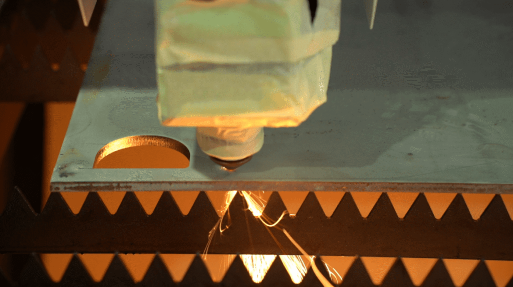 Laser cutting metal sparks