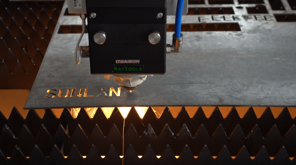 Laser cutting metal sheet