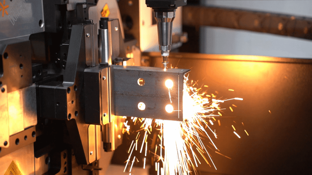 Laser cutting square metal tube