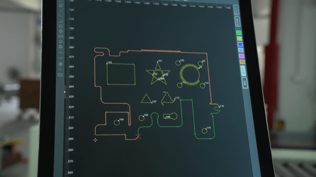 Laser cutting control screen path