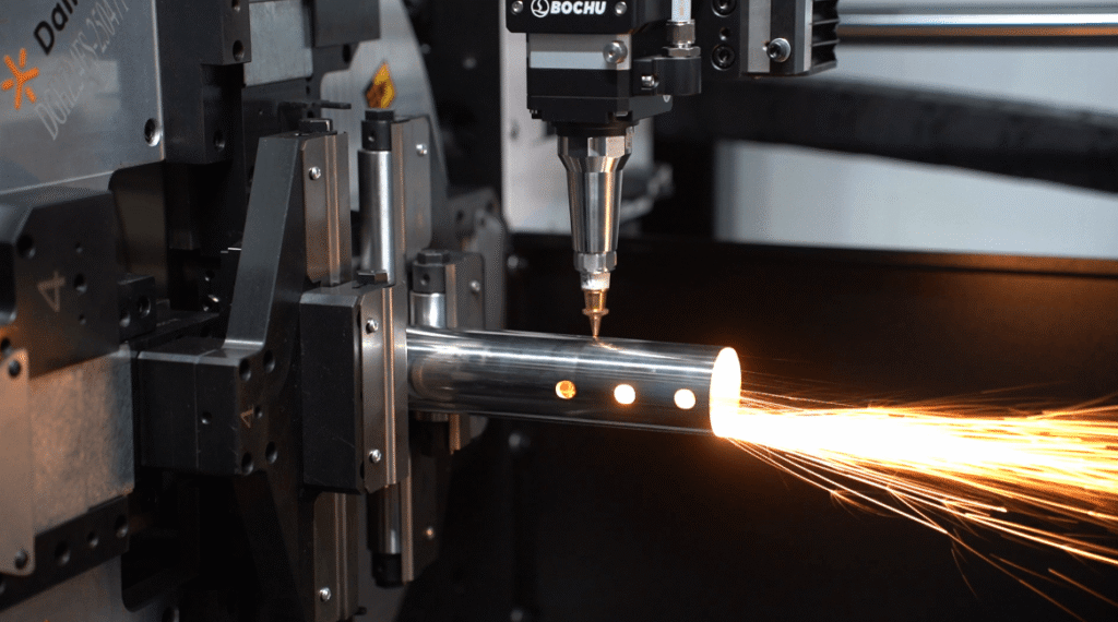 Laser cutting round metal tube
