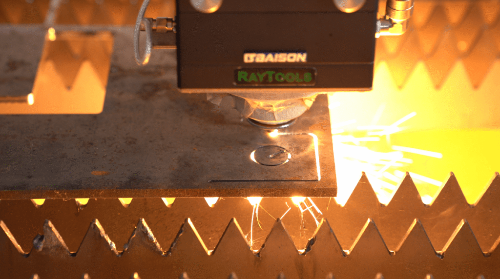 Laser cutting machine working