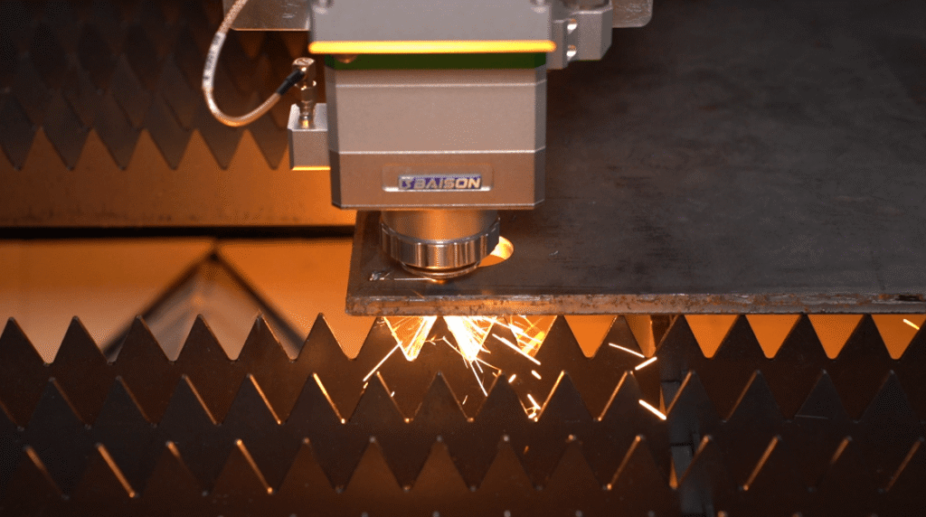 Laser cutting machine working