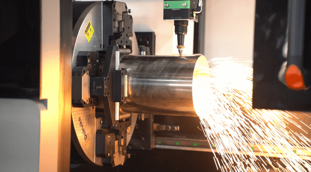 V24ESSP laser cutting round metal tube with sparks