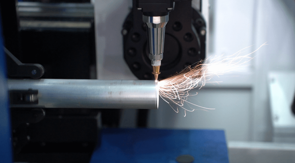 Laser cutting round tube with sparks
