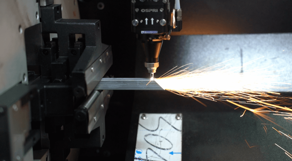 Laser cutting square metal tube