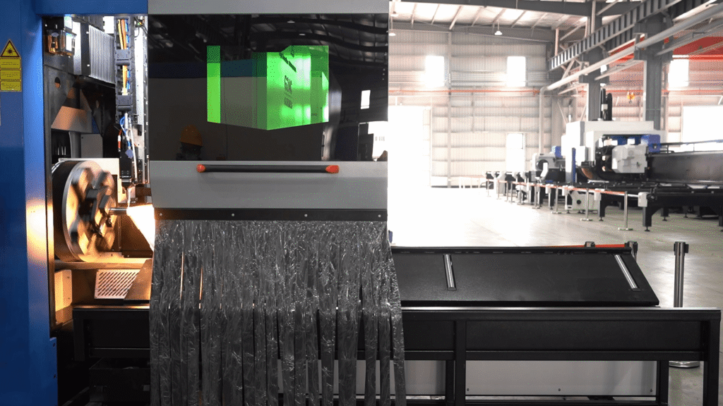Factory aisle view of machine.