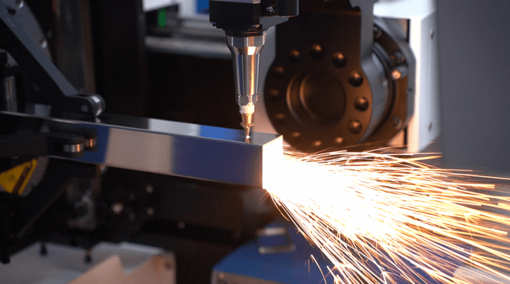 Square tube laser cutting with sparks