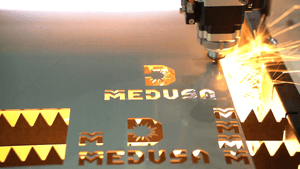 Baison EC3 fiber laser head cutting thin stainless steel sheet with high precision