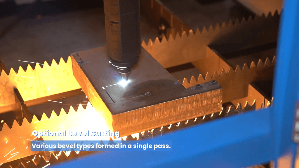 Fiber laser head performing precision bevel cutting
