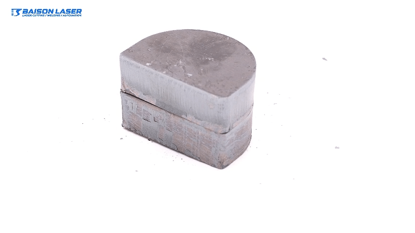 Smooth cross-section of metal sample cut by Baison ST3A high-powered fiber laser machine.