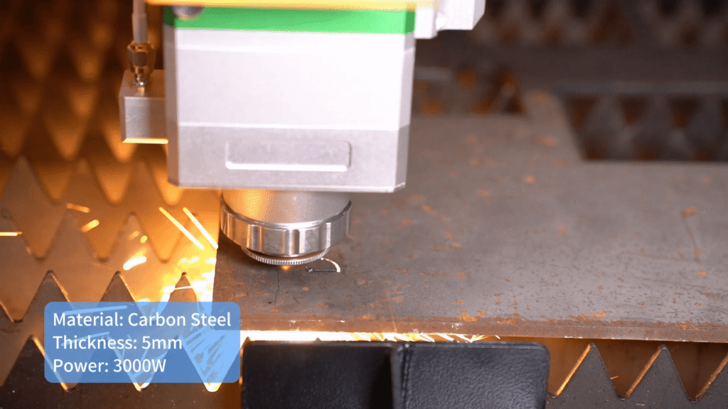 3000W fiber laser cutting 5mm carbon steel plate