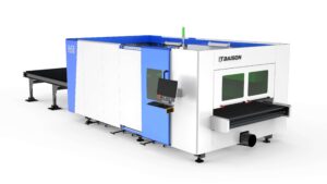 BAISON SJC3 enclosed coil fed fiber laser cutting machine for high rent workshops.