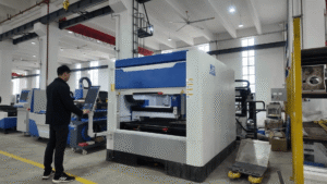 Compact enclosed M13 fiber laser in sheet metal workshop