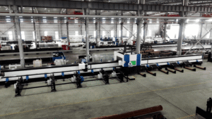 Industrial heavy duty laser pipe cutter workshop