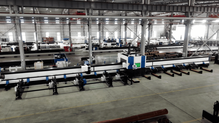 Industrial heavy duty laser pipe cutter workshop