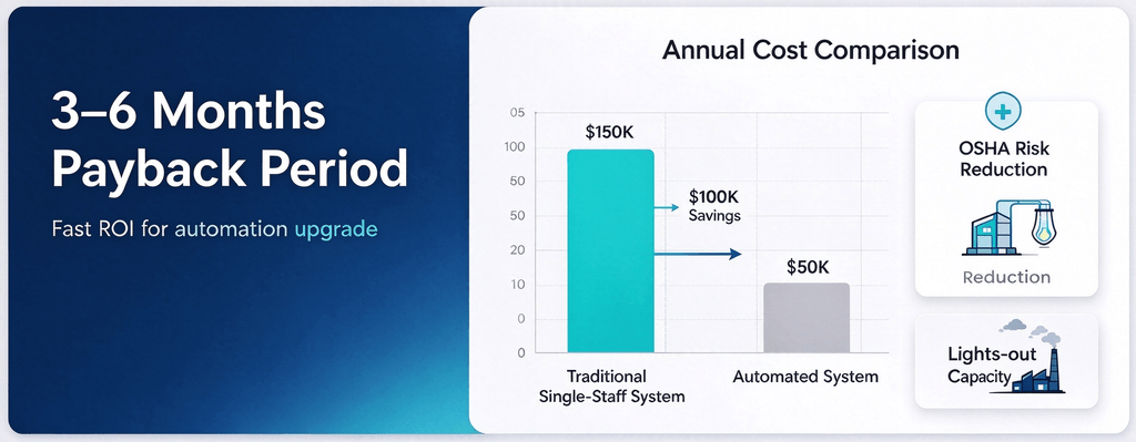 Chart showing 3 to 6 months payback for tube laser automatic loader